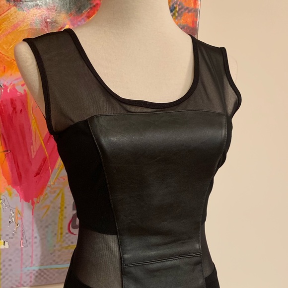 Leather Front Panel Dress - Picture 8 of 8